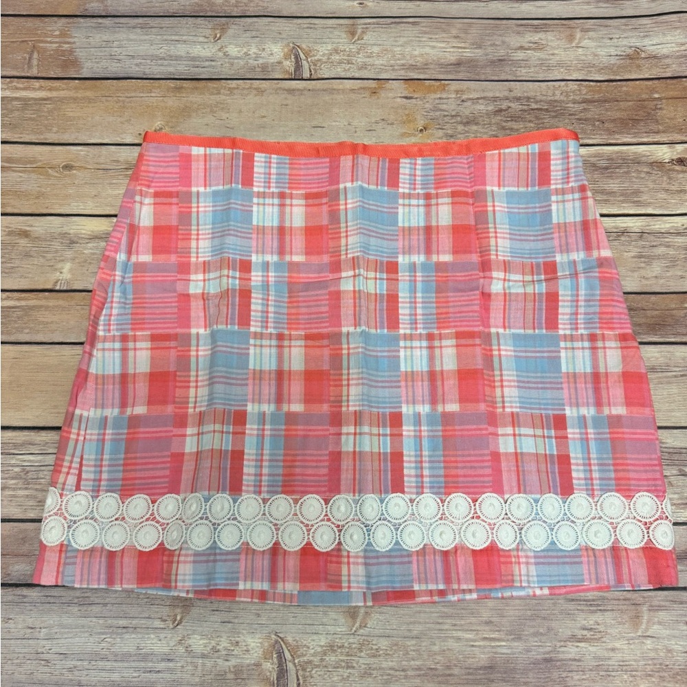NWT Vineyard Vines Madras Plaid Pink Skirt size 8
